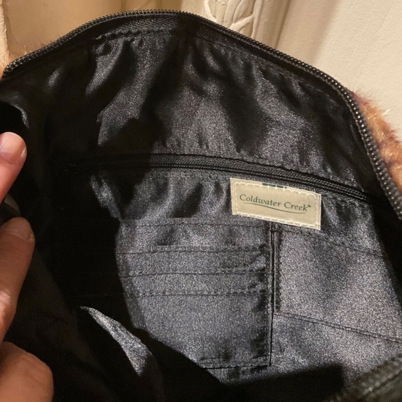 Coldwater Creek Leopard Print Faux Fur Shoulder Bag Faux Crocodile Purse Handbag - Picture 2 of 4